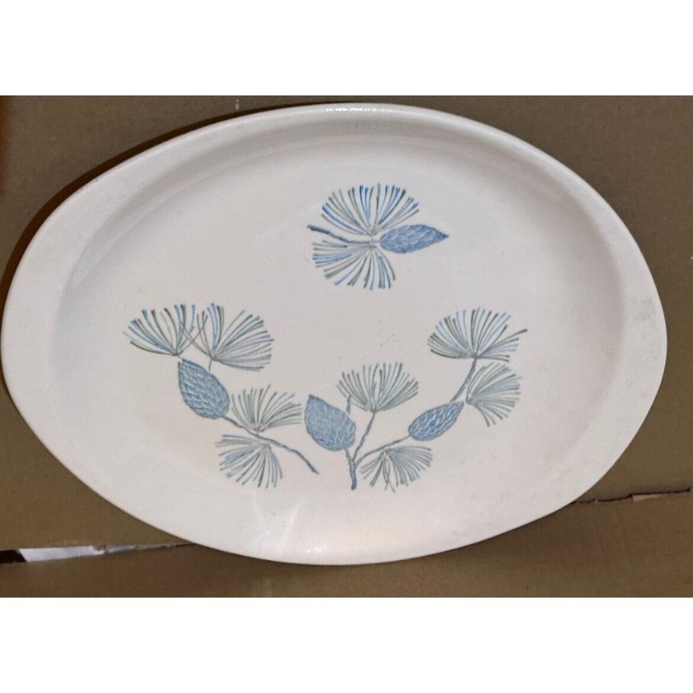 Marcrest Stetson Blue Spruce Pine Cone 11 X 10 Cake Serving Oval Platter MCM